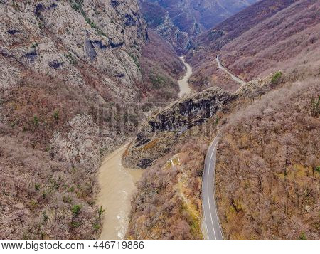 Beautiful Canyon Of Moraca River In Winter, Montenegro Or Crna Gora, Balkan, Europe