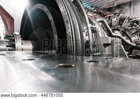 The Rotor Of A Gas Turbine Compressor With A Bolted Coupling Half