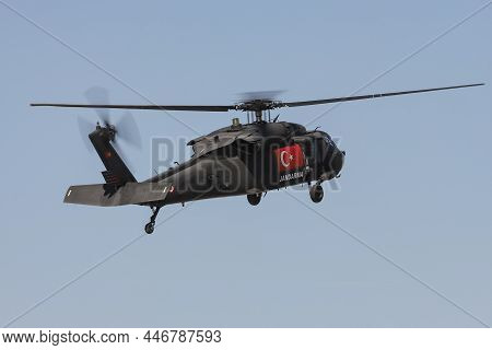 Eskisehir, Turkey - September 12, 2021: Turkish Jandarma Force Sikorsky S-70a-28 Blackhawk Display I