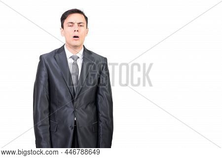 Half Asleep Man In Formal Wear In Studio