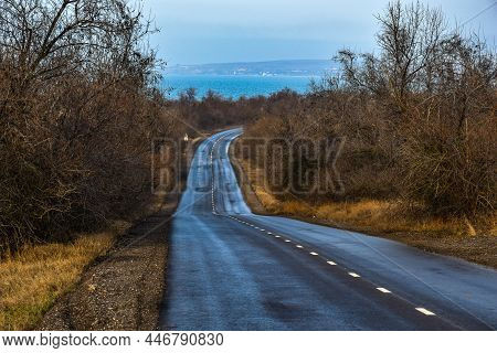 Asphalt Road Between Villages In Rural Areas