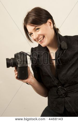 Frau und Kamera