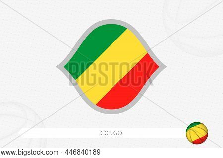 Congo Flag For Basketball Competition On Gray Basketball Background. Sports Vector Illustration.