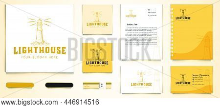 Hand Drawn Light House Logo And Business Branding Template Designs Inspiration Isolated On White Bac
