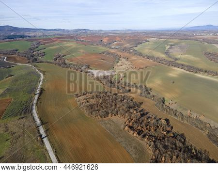 Aerial View Of Sakar Mountain Near Town Of Topolovgrad, Haskovo Region, Bulgaria