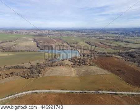 Aerial View Of Sakar Mountain Near Town Of Topolovgrad, Haskovo Region, Bulgaria