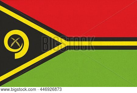 Flag Of Vanuatu. National Vanuatu Flag On Fabric Surface. Vanuatu National Flag On Textured Backgrou