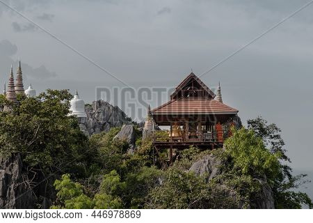 Pagoda On Top Of The Cliff High Mountain At Chaloem Phrakiat Phrachomklao Rachanuson Temple (wat Phr