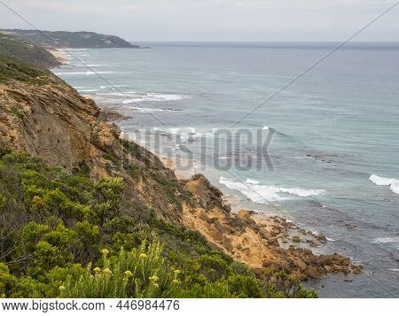 Coastal View From The Sentinel Rock Lookout On The Great Ocean Walk - Glenaire, Victoria, Australia