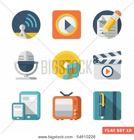 Media And Communication Flat Icons