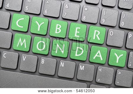 Green Cyber Monday on keyboard