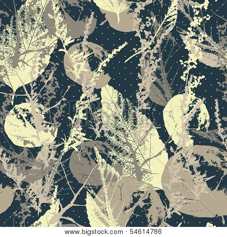 Abstract seamless pattern with leaves
