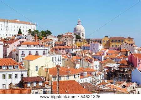 Lisbon view of Alfam's region and Santa Engrassiya's (Pantheon) church.