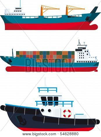 cargo Vessels and tugboat
