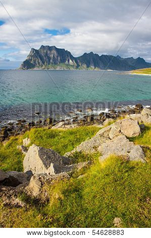 Beautiful View To Eggum Beach In Norway, Lofoten Islands