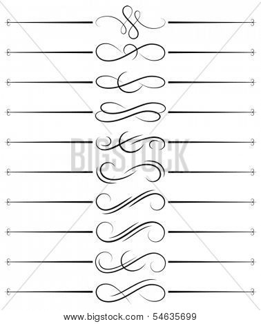 Set of ten vector page swirled decorations