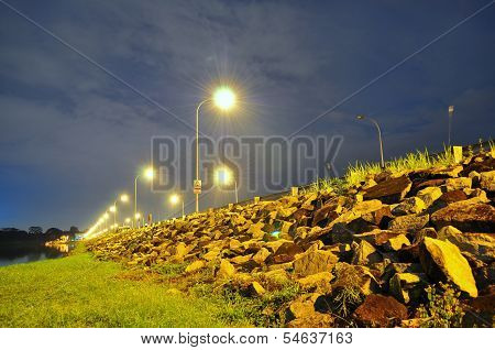 Stones by the road at Seletar area