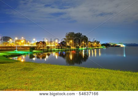 Scenic peaceful night at Lower Seletar Reservoir