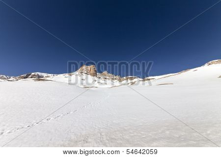 Snowy Plateau And Rocks