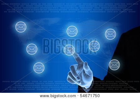 Hand Pushing Mail Network