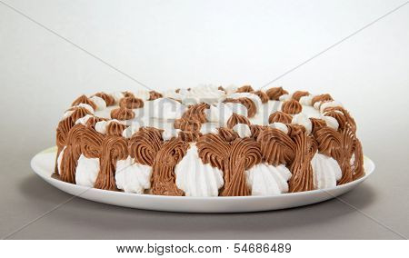 Dish with a gateau