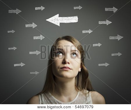 Uncertain. Girl In White And Arrows.