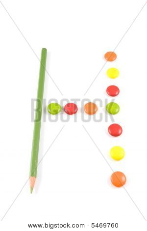 Letter H Made Of Colored Smarties