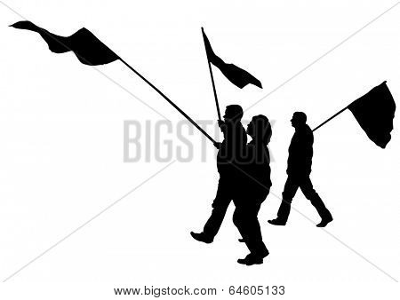 People of anarchia with large flags