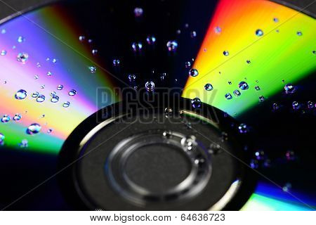 compact disc with water drops