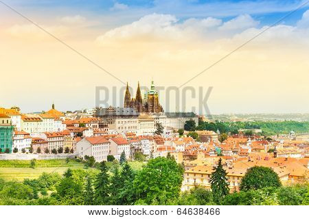 View from Petrin Tower on St. Vitus Cathedral