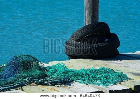 Fishing Nets and Tires on the Dock
