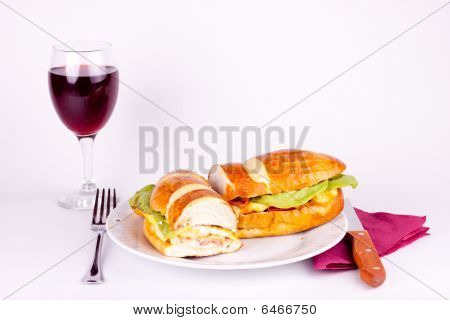 Delicius Breakfast With Glass Of Wine