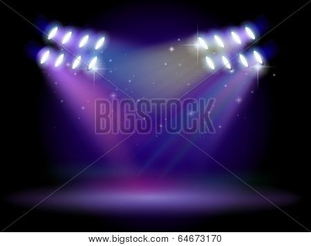 Illustration of an empty stage with lights