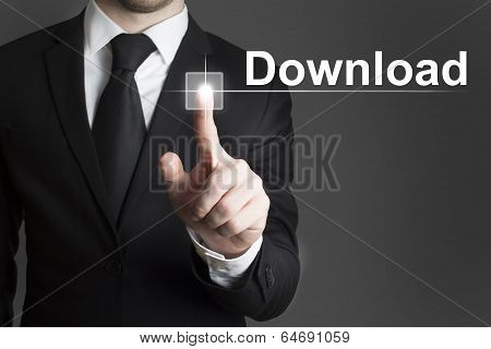 Businessman Pressing Virtual Button Download