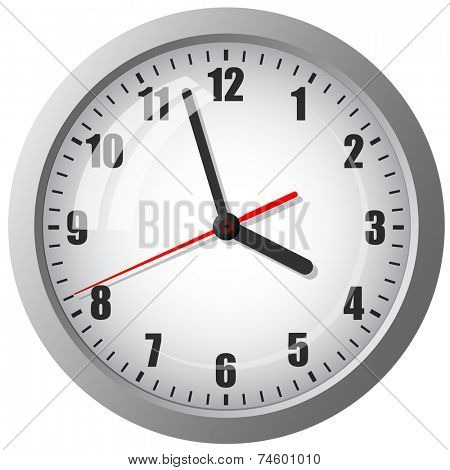 Wall mounted digital clock. Vector illustration.