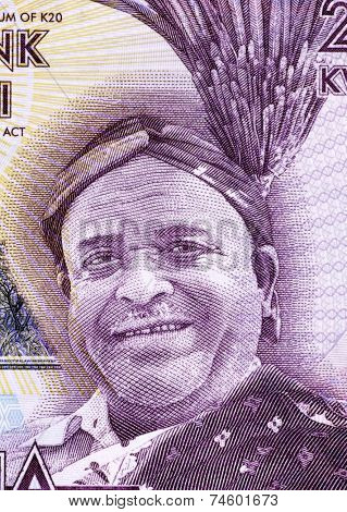 MALAWI - CIRCA 2012: Inkosi Ya Makhosi M' Mbelwa II on 20 Kwacha 2012 Banknote from Malawi.