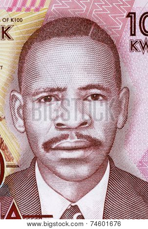 MALAWI- CIRCA 2012: James Frederick Sangala (born 1900) on 100 Kwacha 2012 Banknote from Malawi. Founding member of the Nyasaland African Congress during the period of British colonial rule.