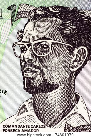 NICARAGUA - CIRCA 1984: Carlos Fonseca (1936-1976) on 50 Cordobas 1984 Banknote from Nicaragua. Nicaraguan teacher and librarian who founded the Sandinista National Liberation Front. 