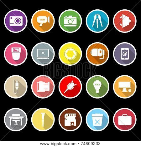 Photography Related Item Flat Icons With Long Shadow
