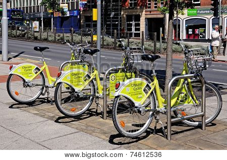 Nottingham city centre cycle hire rank.