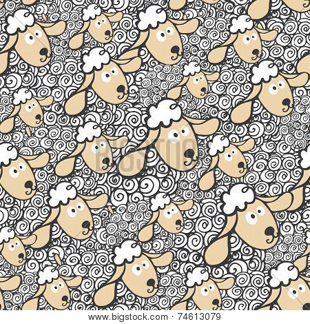New year.Flock of sheep Seamless pattern