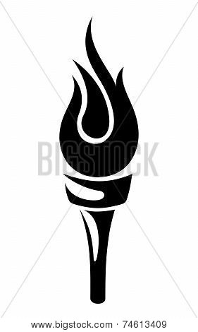 Torch. Vector black silhouette.
