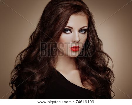 Portrait Of Beautiful Sensual Woman With Elegant Hairstyle