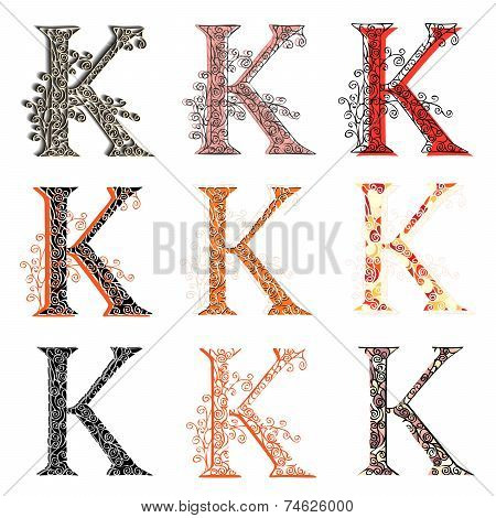 Various Combination Fishnet Letter K.