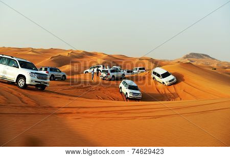 Dubai, Uae - September 12: The Dubai Desert Trip In Off-road Car Is Major Tourists Attraction In Dub