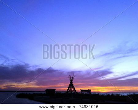 Sunset in the port
