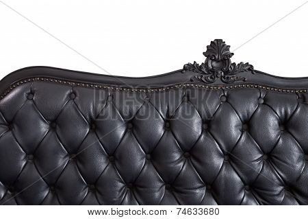 Close - up black leather backrest background