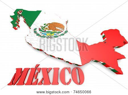 Map Illustration Of Mexico With Flag