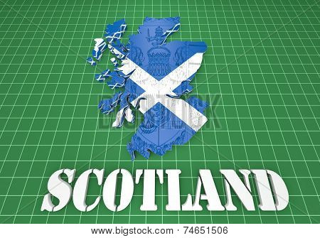 Scotland Map Flag 3D Illustration