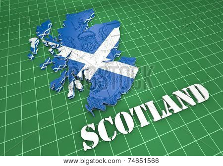 Scotland Map Flag 3D Illustration